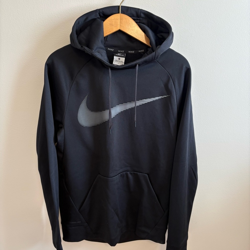 Nike Men's Black and Gray Logo Hoodie